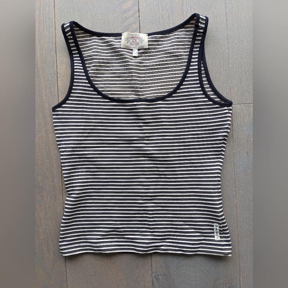 Armani Jeans Stripped Tank Top, Navy Blue and White, Size 6, Like-new Condition